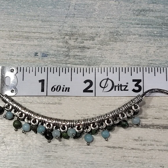 Brighton Silver and Green Beaded Necklace. - Picture 3 of 6